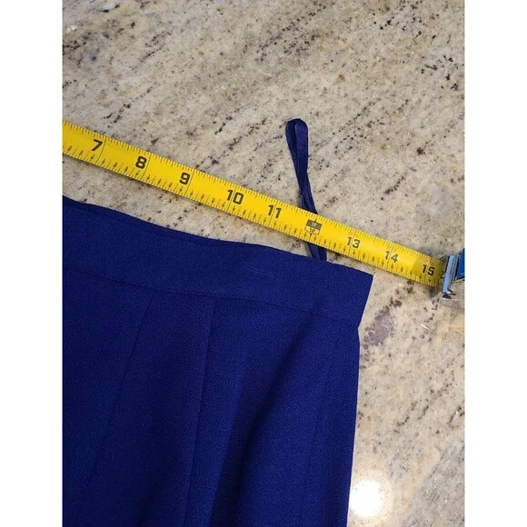 New! Valerie Steven Evening Dinner Sz 10 Petite Blue Skirt Suit Satin Lapel Wool